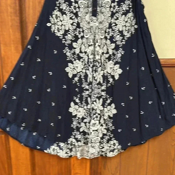 Flint & Moss Dress Navy And White With Flowers V-Neck Sleeveless 1X Women - Picture 5 of 11